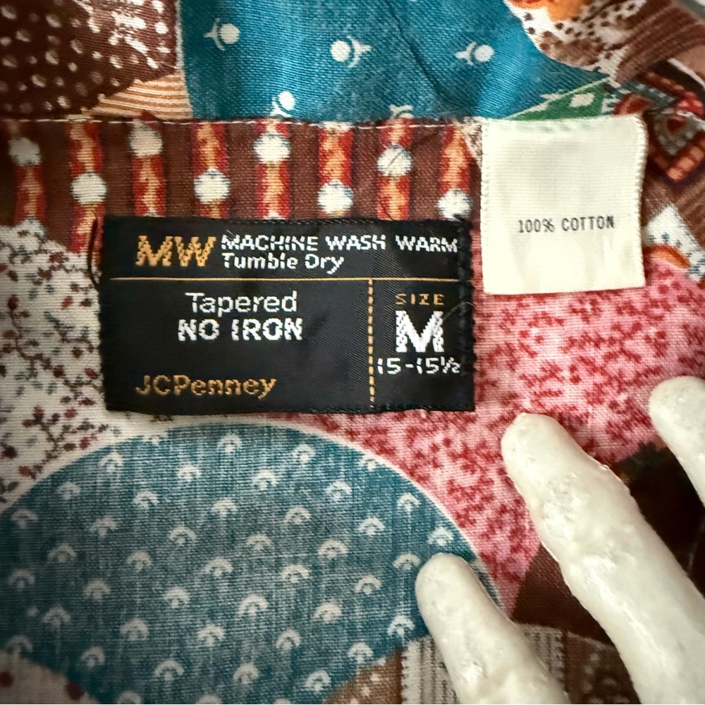 Vintage 70s Patchwork Dagger Collar Button Down W… - image 7